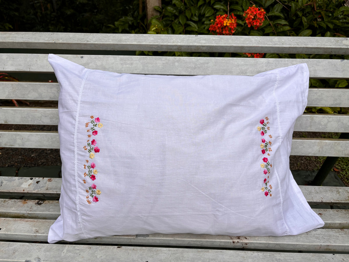 Personalized Floral Embroidered Pillow Cover