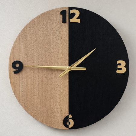 Division – Handmade Tasmanian Oak Wall Clock | Bold Split Design, Gold Hands, Silent Movement | 40cm