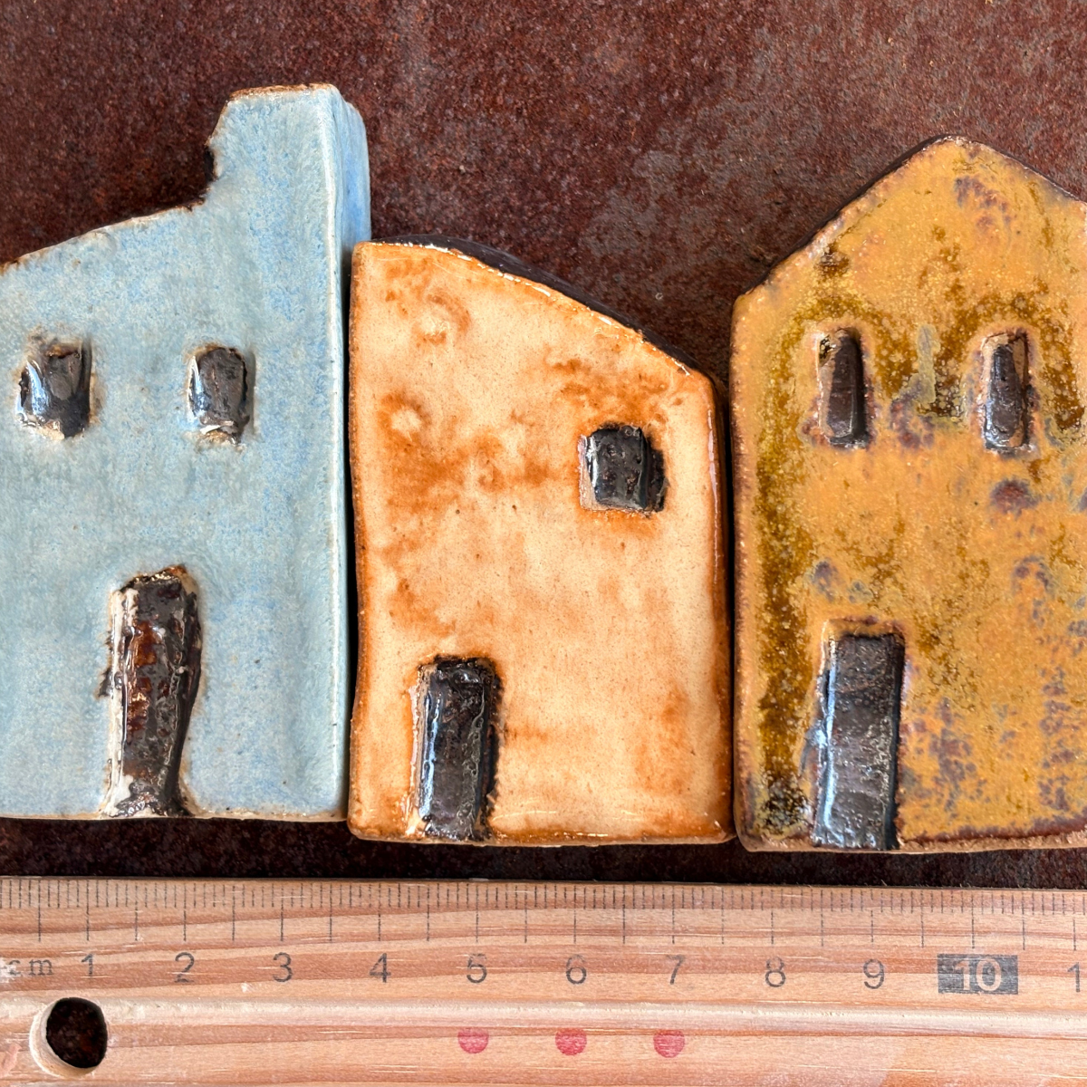 Mini Houses | Set of 3 | Rustic Village | Set #1 | Glazed Stoneware Clay