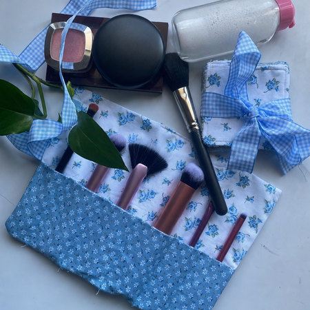 Floral Cosmetic Brush Holder | Floral Travel Makeup Organiser | Sewing Gift for Her