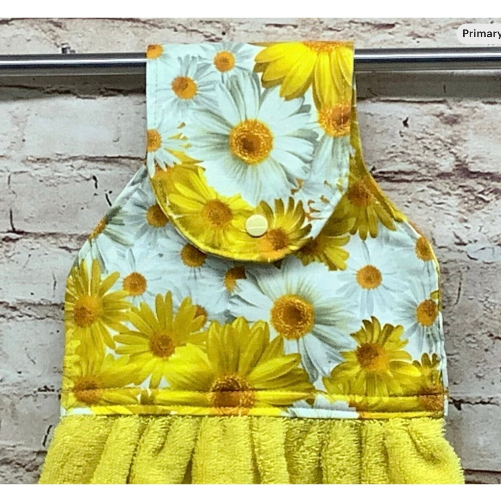 Garden flowers hanging hand towel with fabric and loop top. 4 Designs