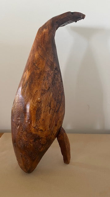 Hand carved standing whale