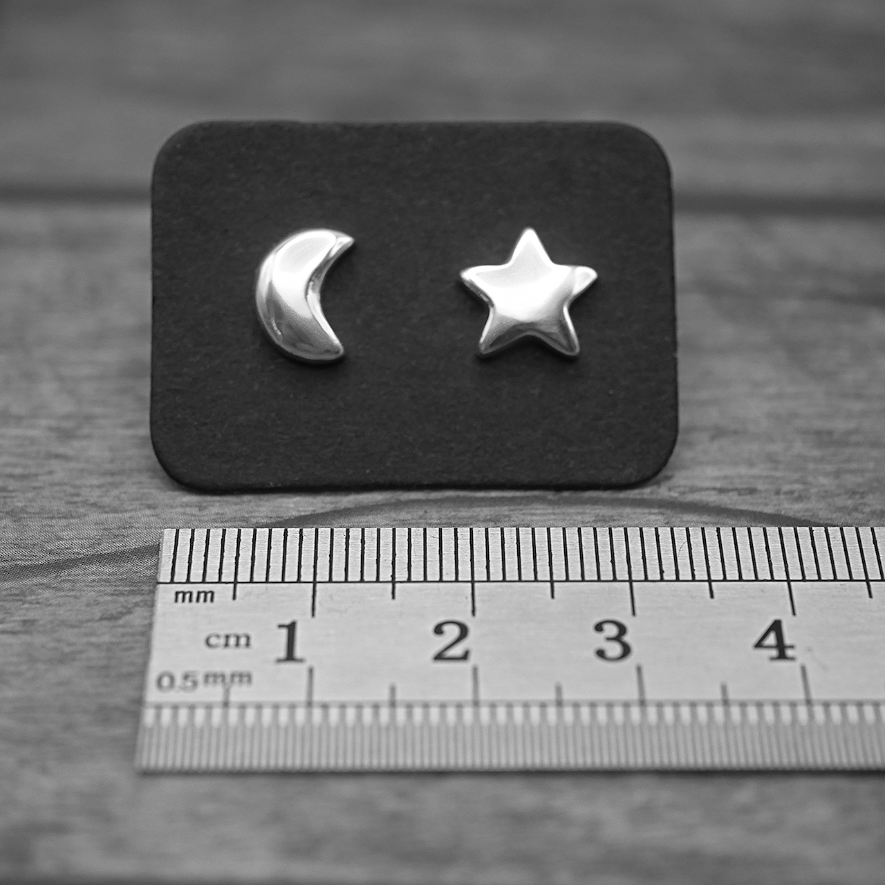 Star and Moon Studs - Handmade Sterling Silver Studs - Mismatched or Matching Pairs