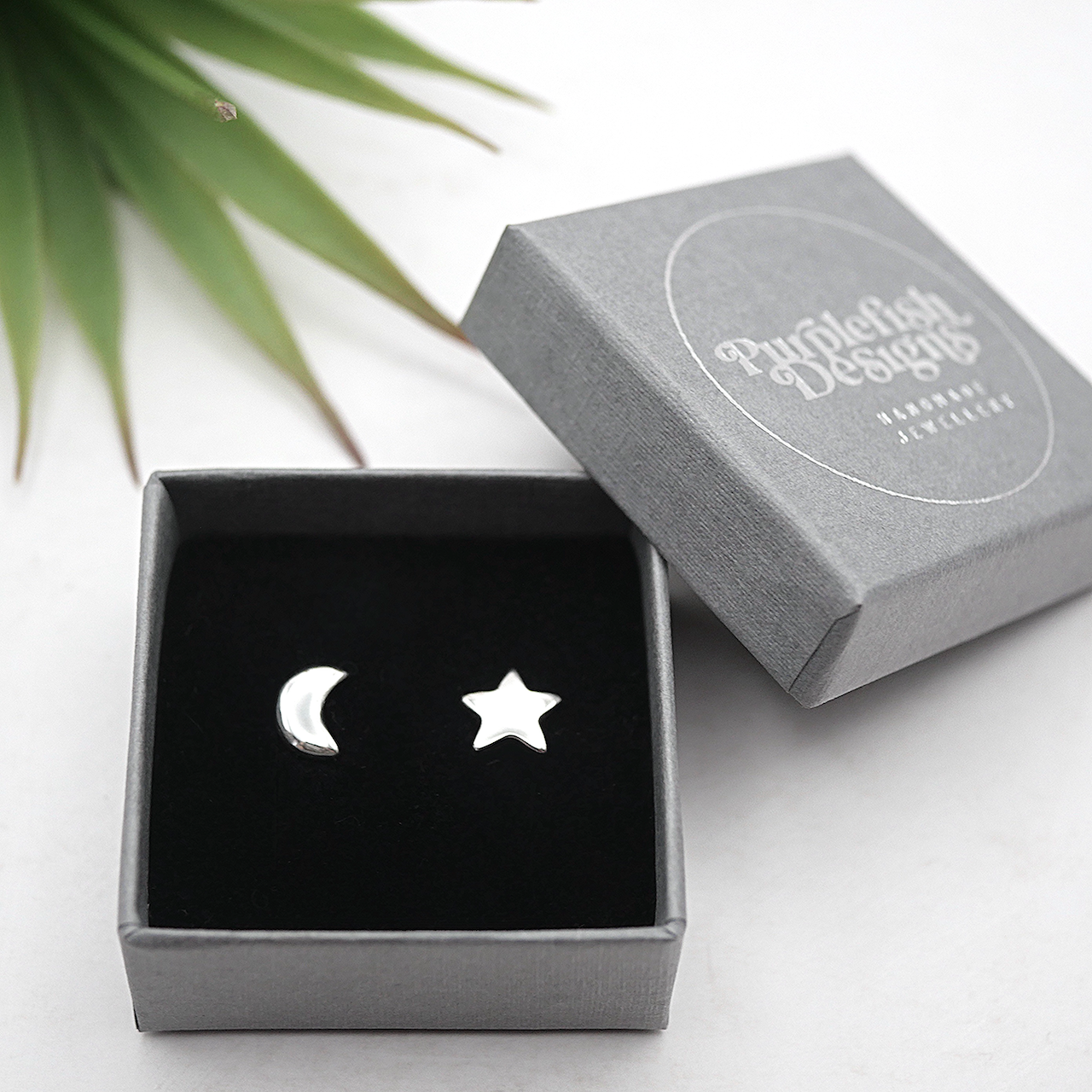 Star and Moon Studs - Handmade Sterling Silver Studs - Mismatched or Matching Pairs