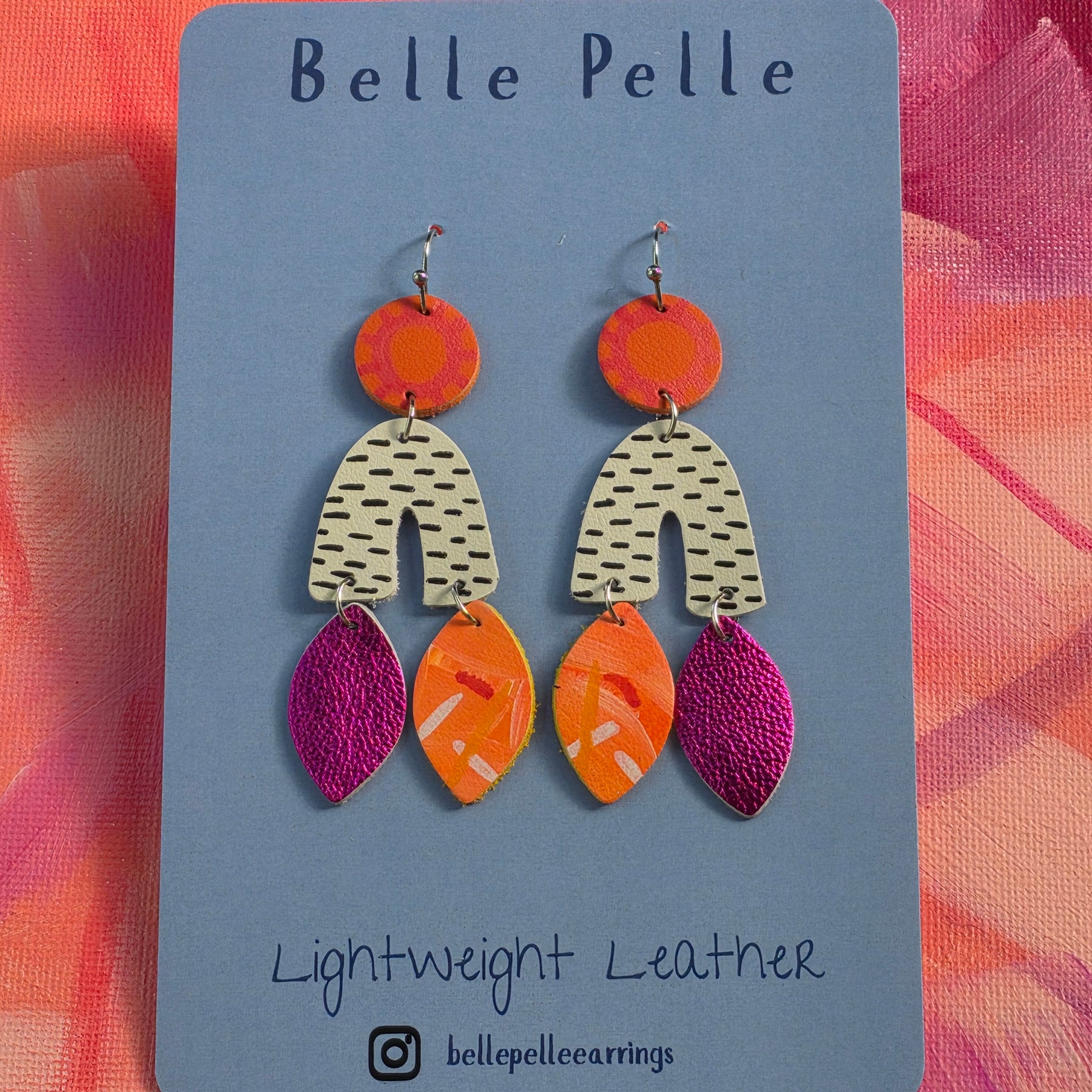 Classica Musa Leather Earrings –  Neon Savannah
