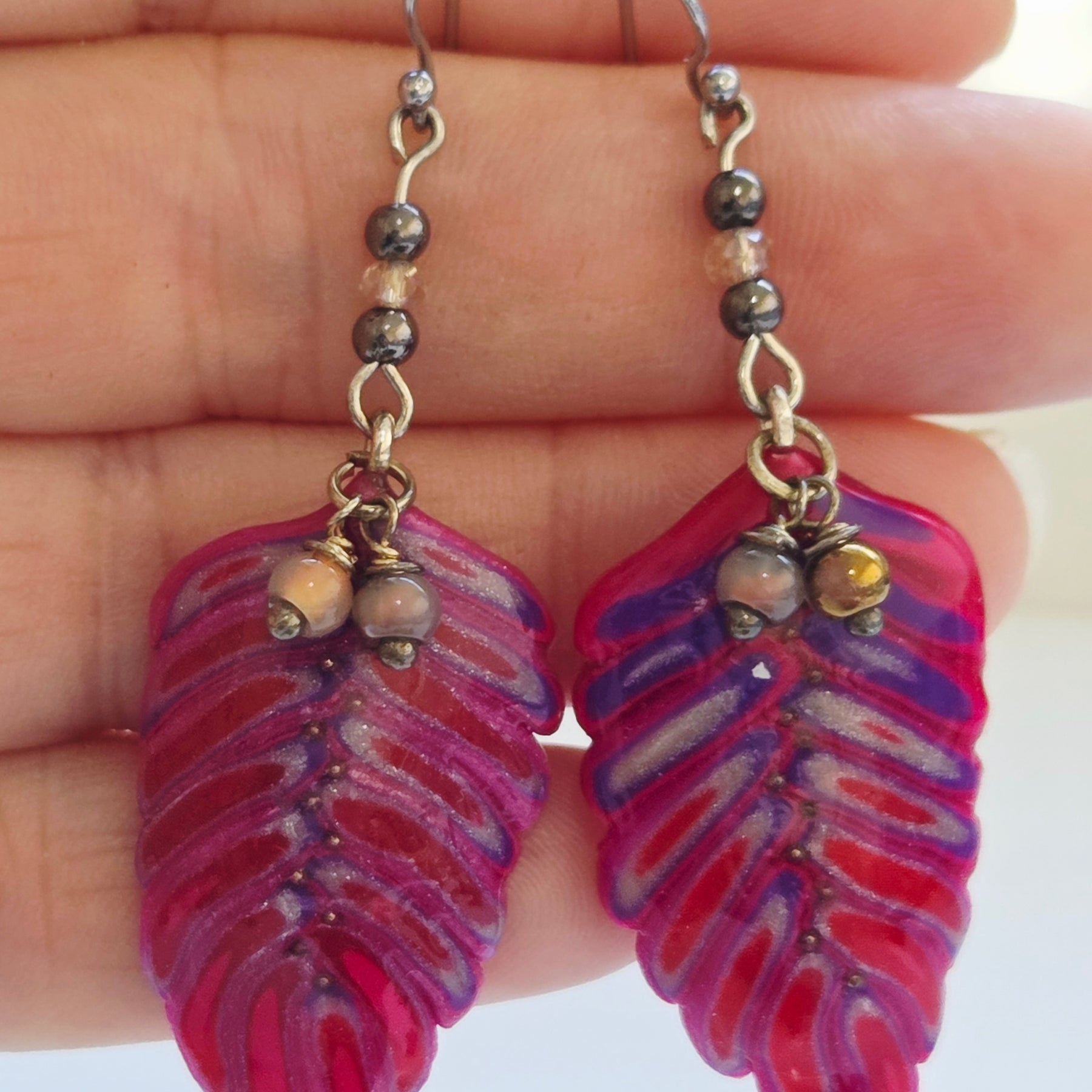 Caned Leaf Earrings