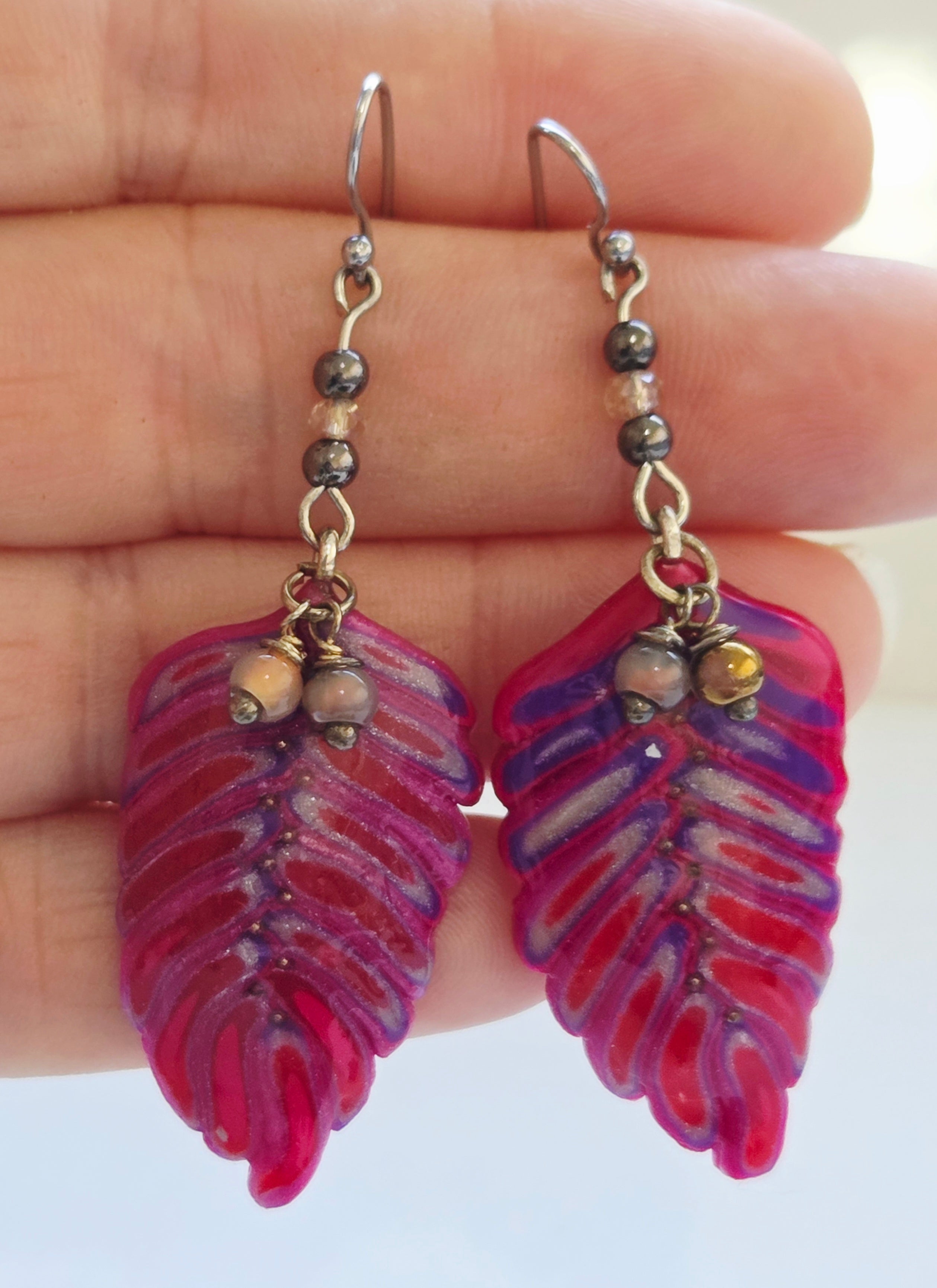 Caned Leaf Earrings