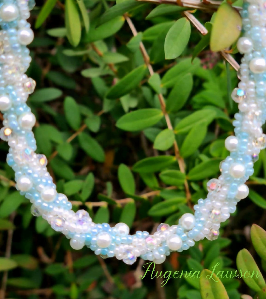 Sparkly Blue beadwoven necklace