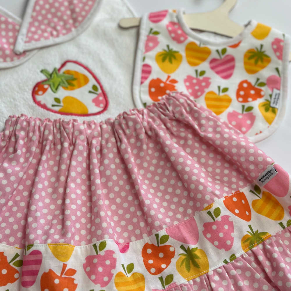 Baby Girl Strawberry Skirt and Two Bibs Set – Size 1