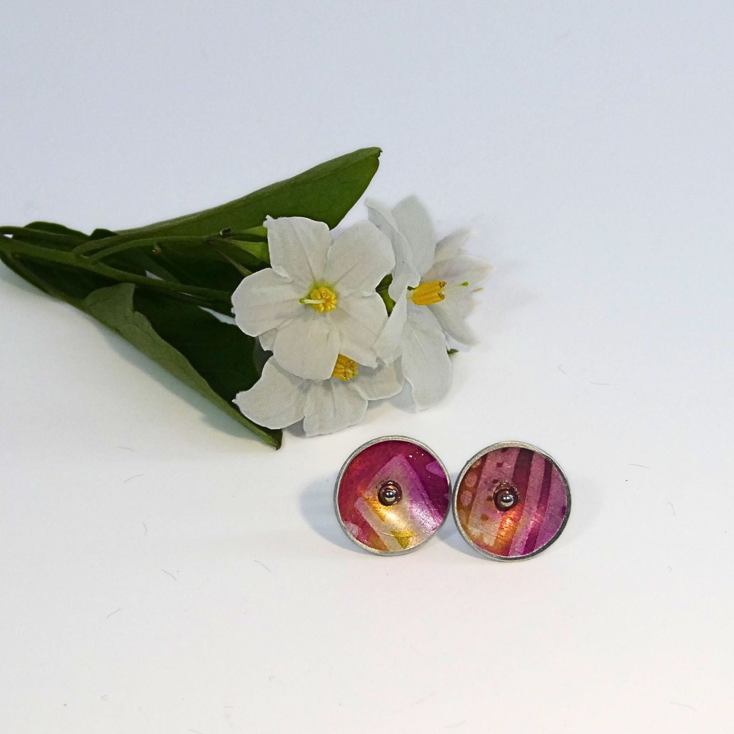 Anodised aluminium stud earrings Aztec Aura Collection