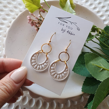 Bella dangle earrings- white and gold