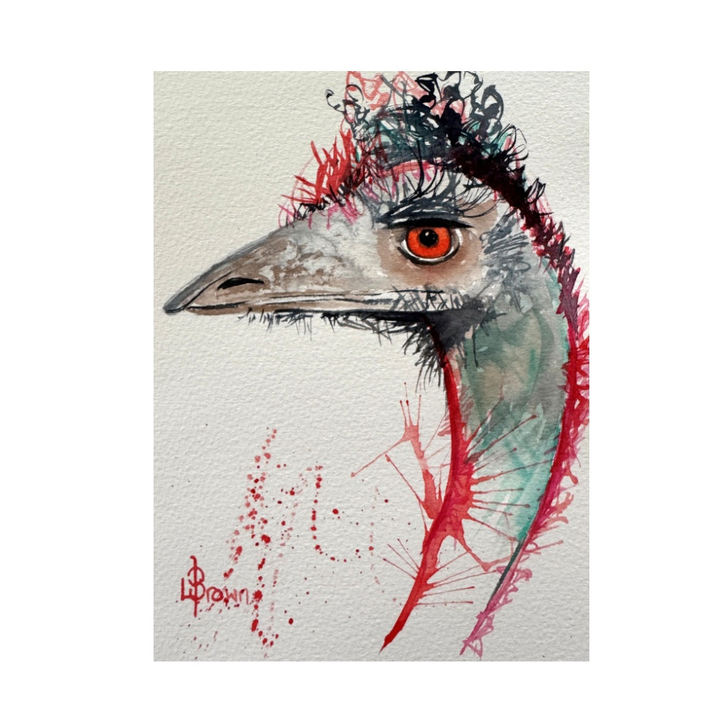 Mini Me #197 Emu Original Watercolour Painting