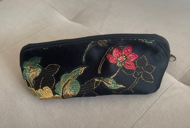 Black Satin Makeup Bag