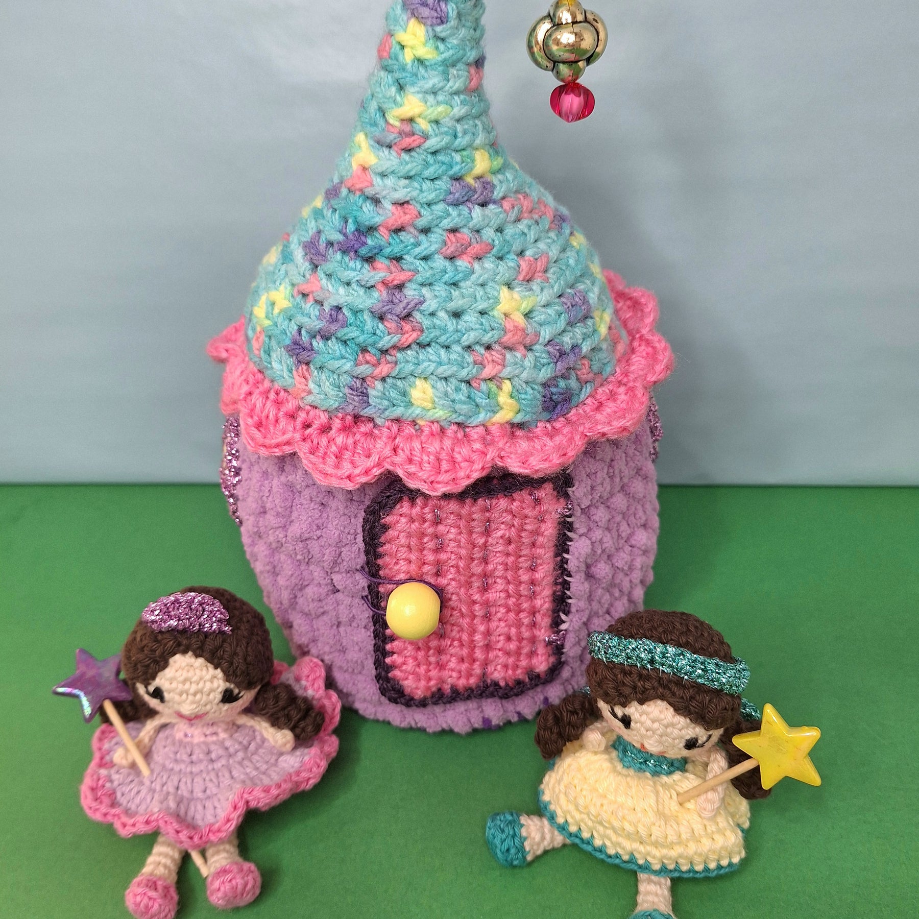 Enchanted Crochet Fairy House Play Set with Two Fairies