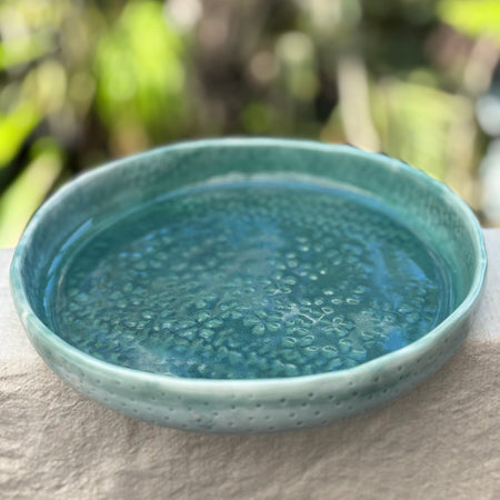 Handmade Ceramic Serving Plate -High Rimmed– 21cm Seafoam Teal Stoneware Platter