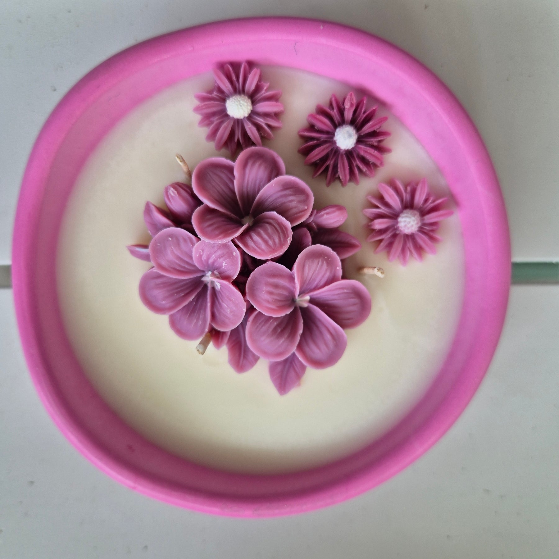 Concrete organic shaped bowl candle with black raspberry lime fragrance
