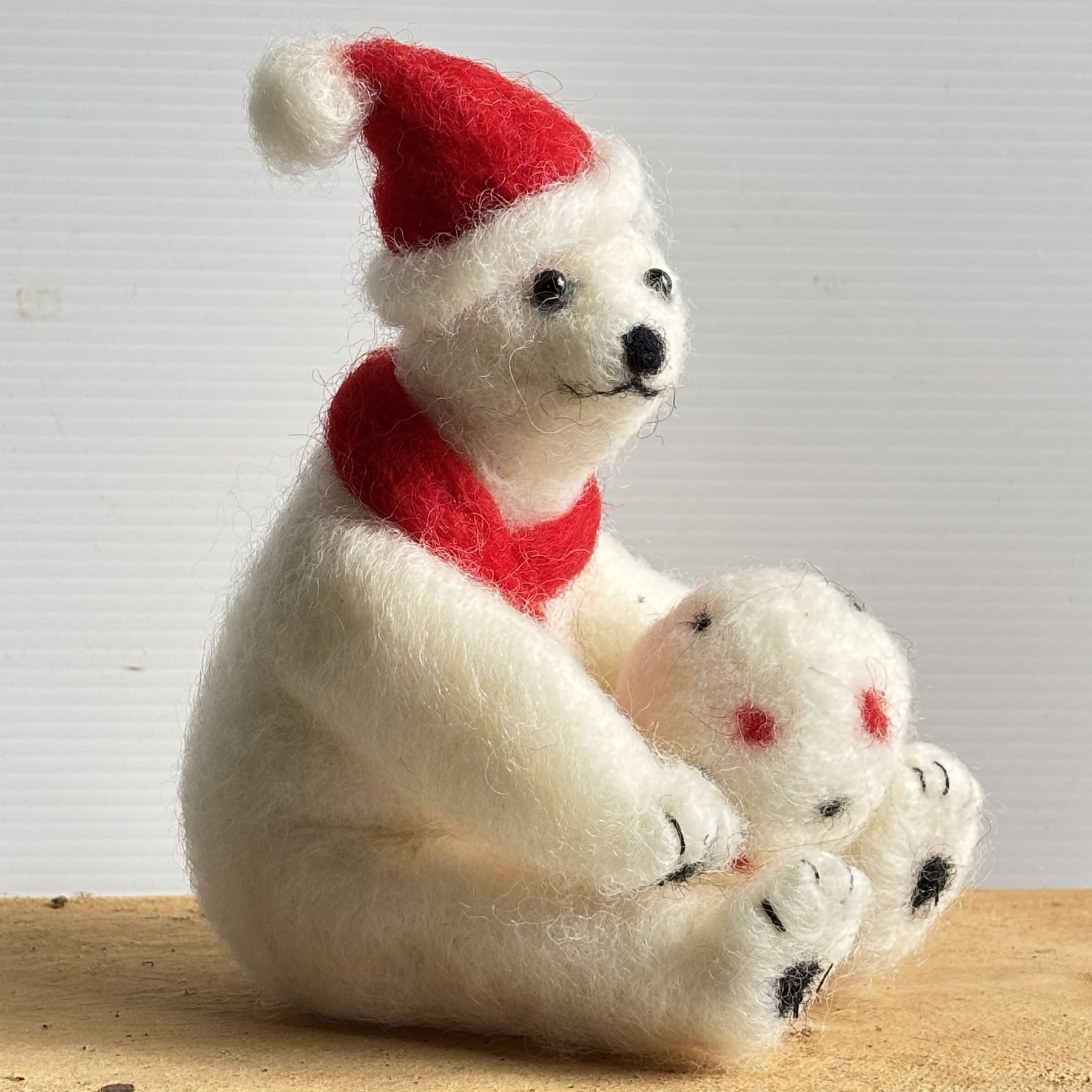 Christmas Polar Bear needle felt art animal decoration