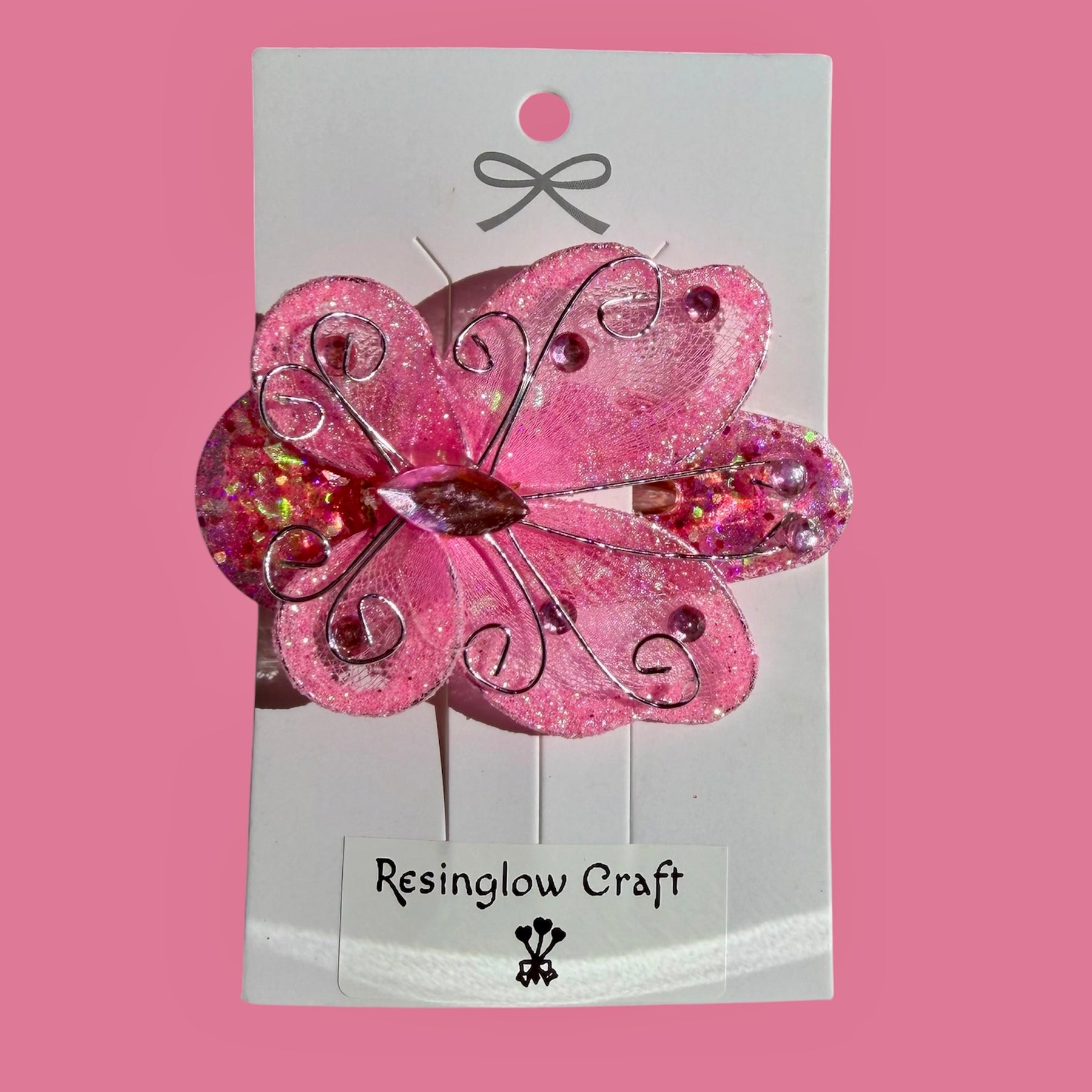 Pink Butterfly Hair Clip
