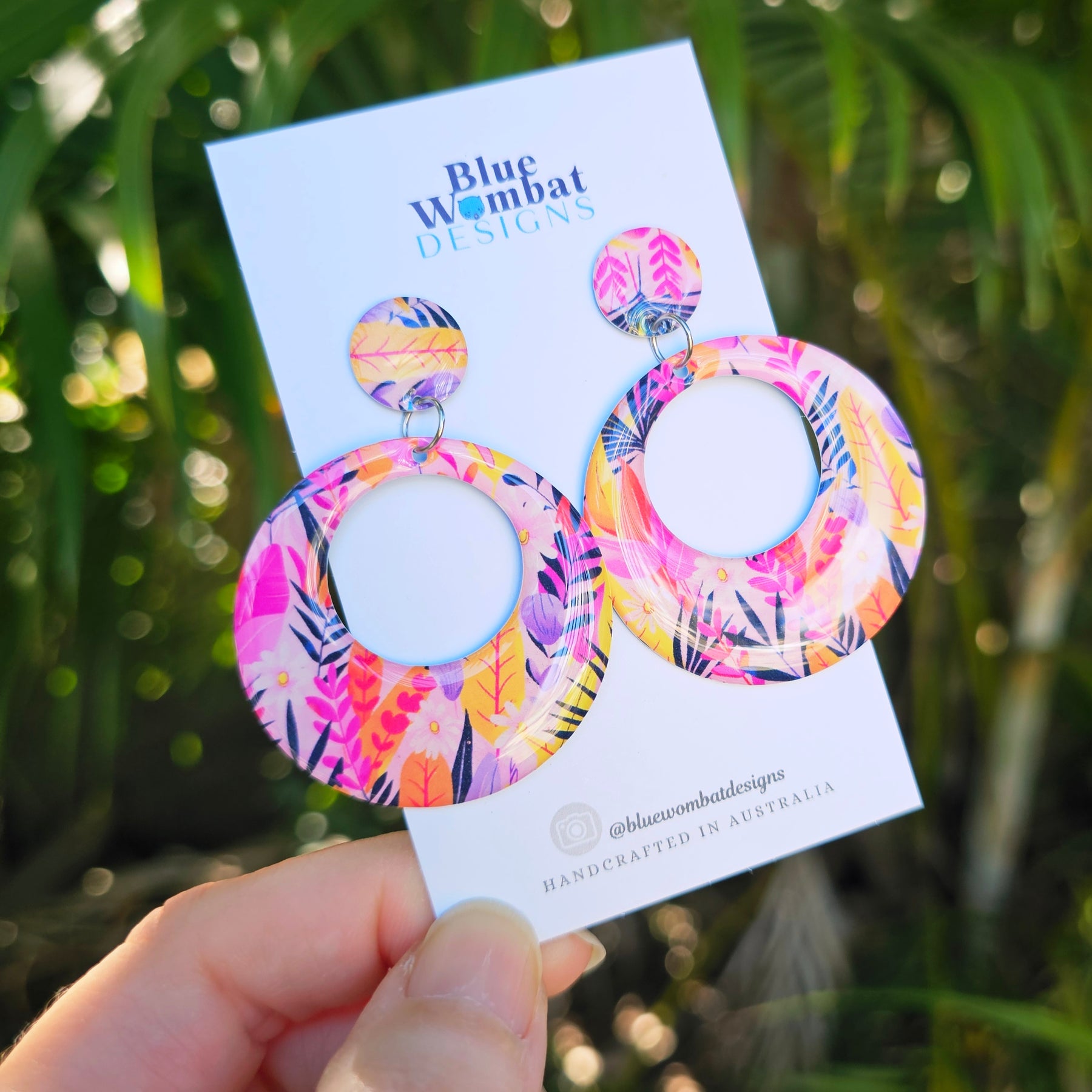 Round Hoop Yupo Paper Resin Dangle Earrings