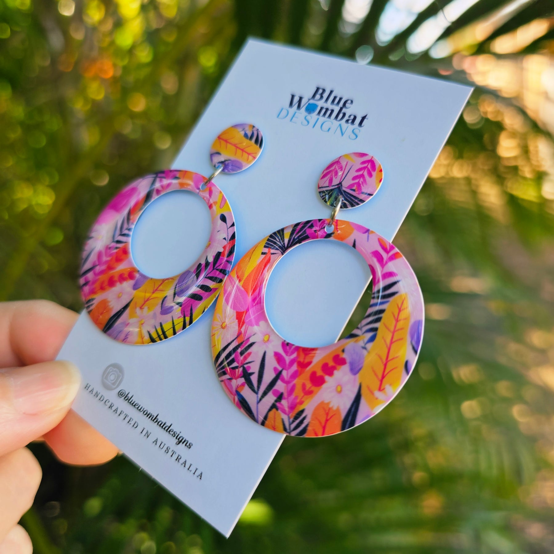 Round Hoop Yupo Paper Resin Dangle Earrings