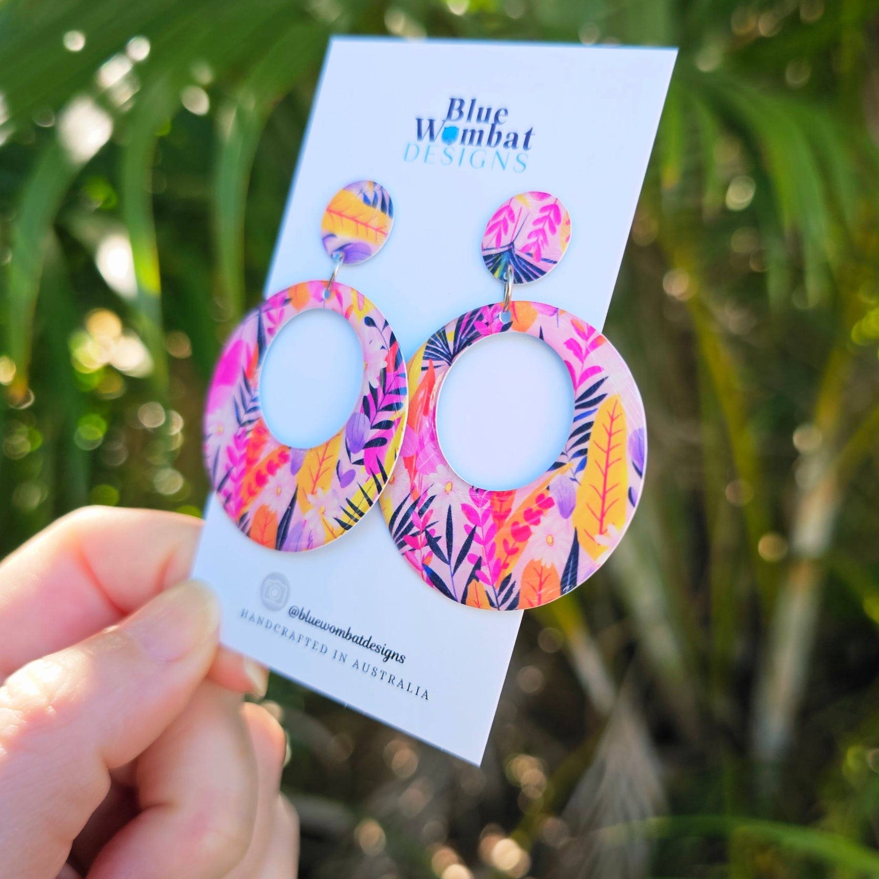 Round Hoop Yupo Paper Resin Dangle Earrings