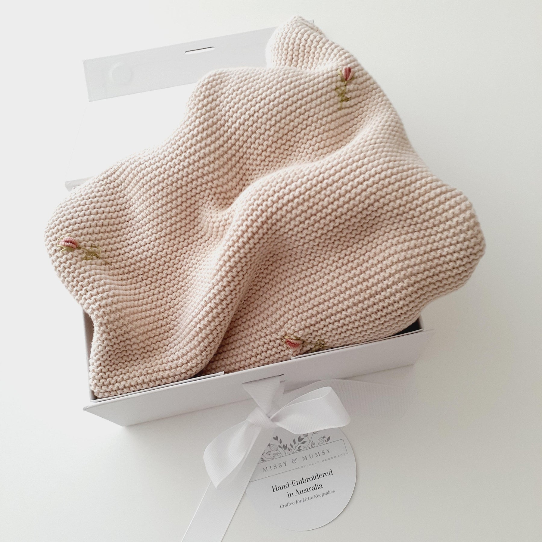 Chunky Knit Baby Blanket, Hand Embroidered, Newborn Gift, Boy, Girl