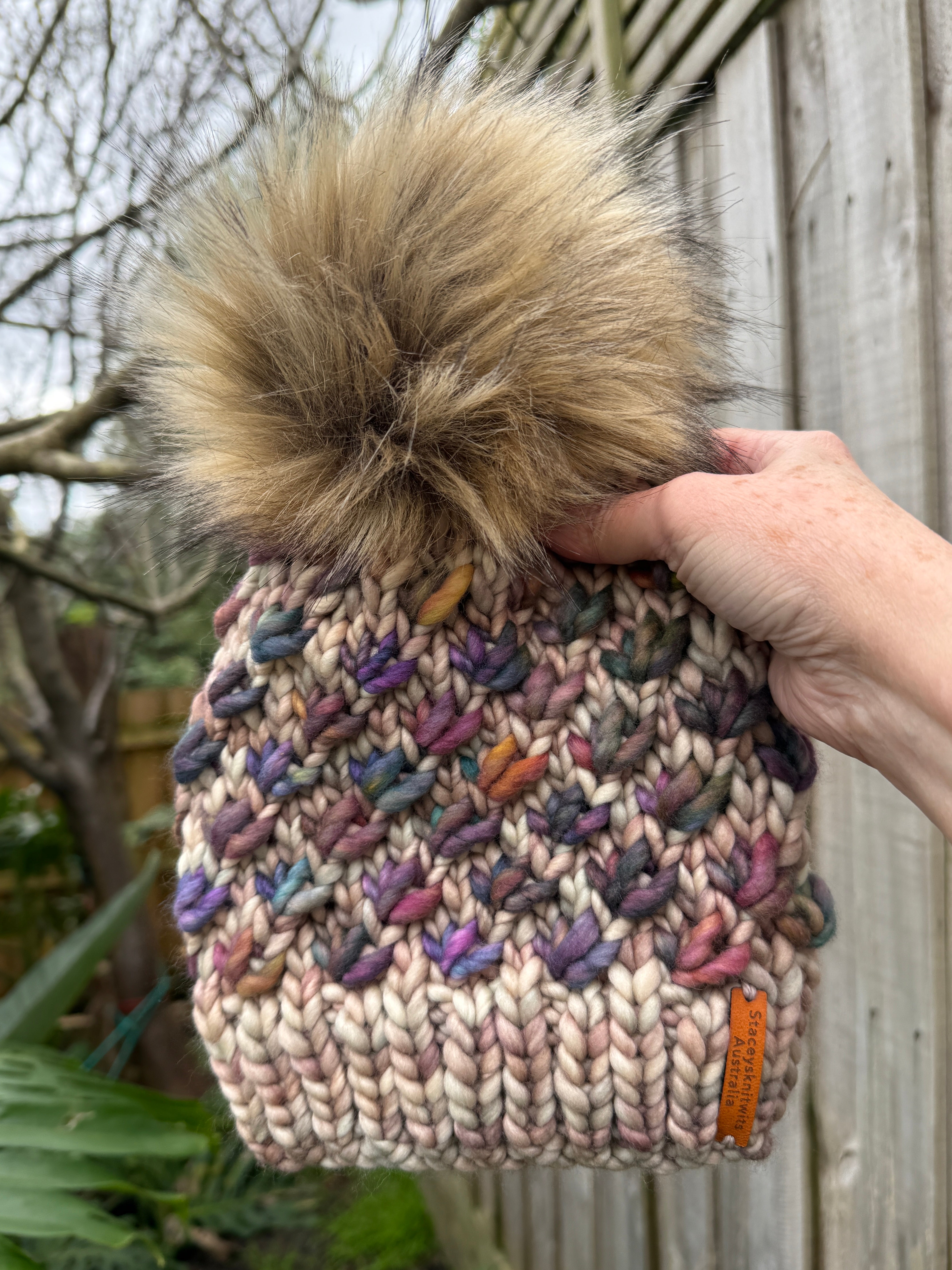 Hand Knitted Merino Beanie, Luxurious PomPom Beanie