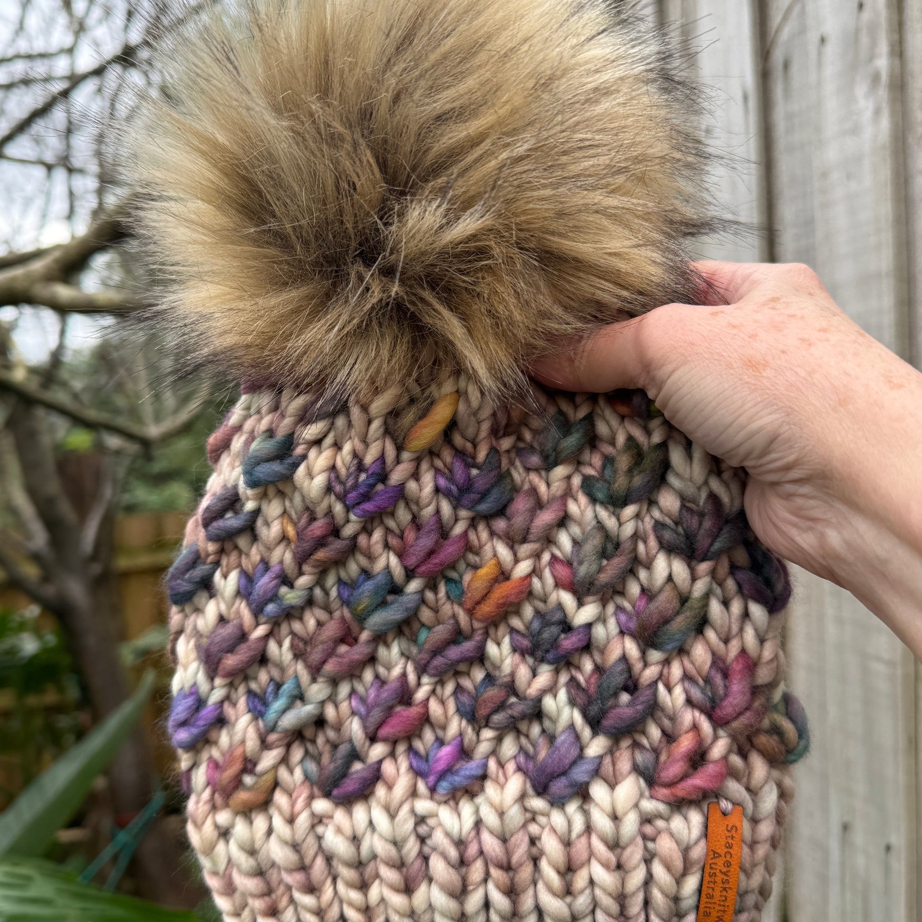 Hand Knitted Merino Beanie, Luxurious PomPom Beanie