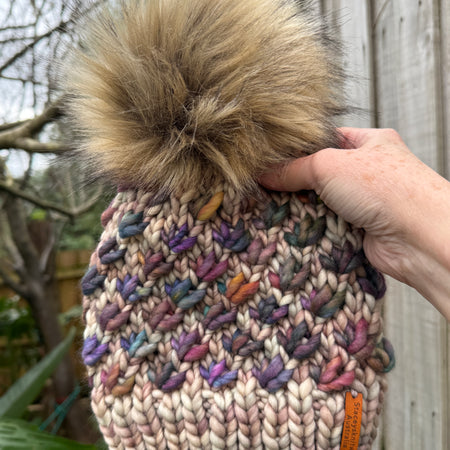 Hand Knitted Merino Beanie, Luxurious PomPom Beanie