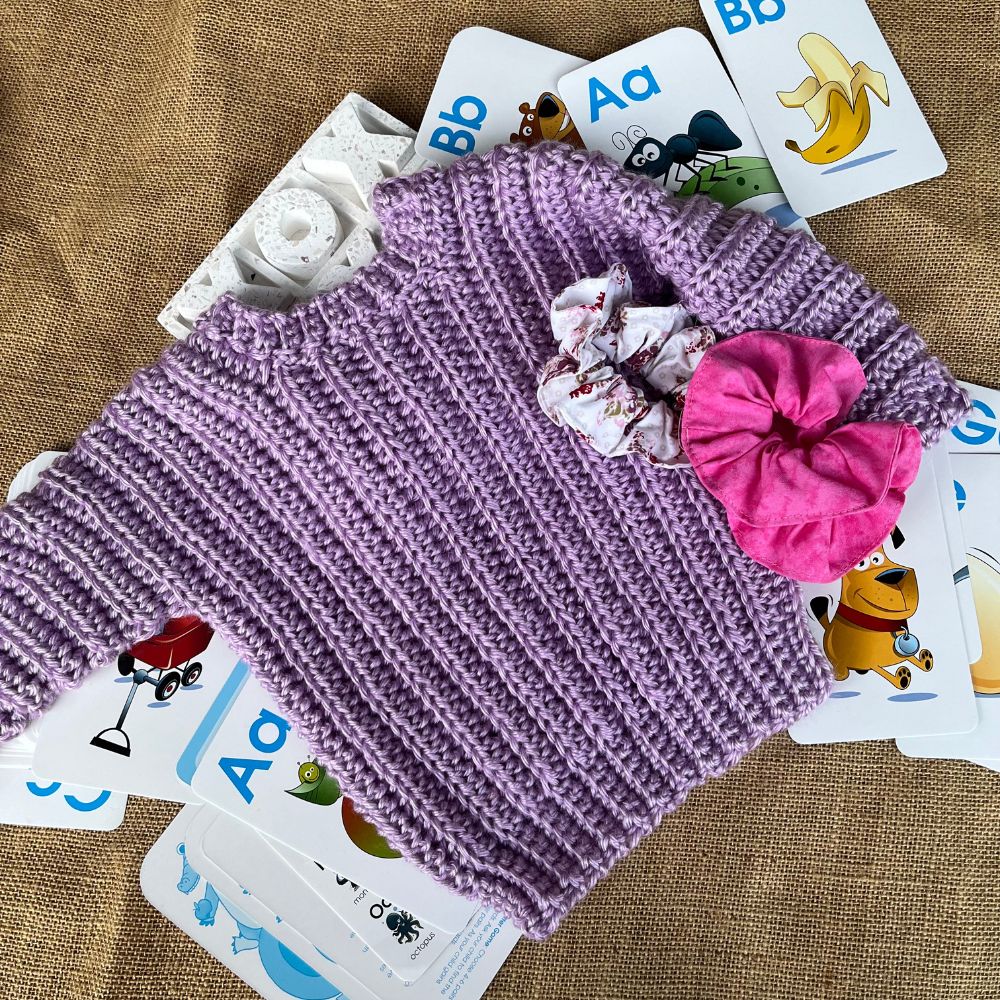 Handmade crochet baby jumper | super soft | purple | 3month