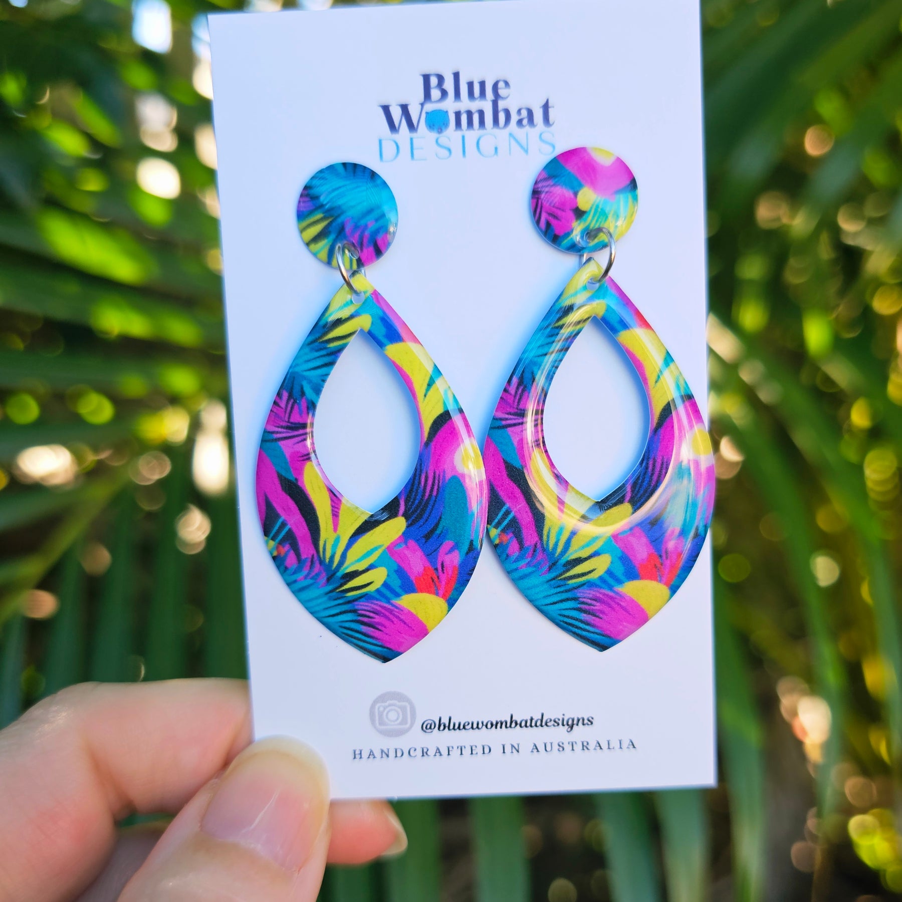Floral Dangle Yupo Paper Resin Coated Earrings