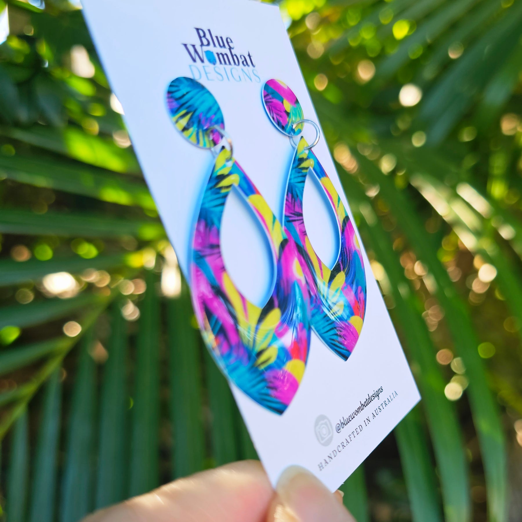 Floral Dangle Yupo Paper Resin Coated Earrings