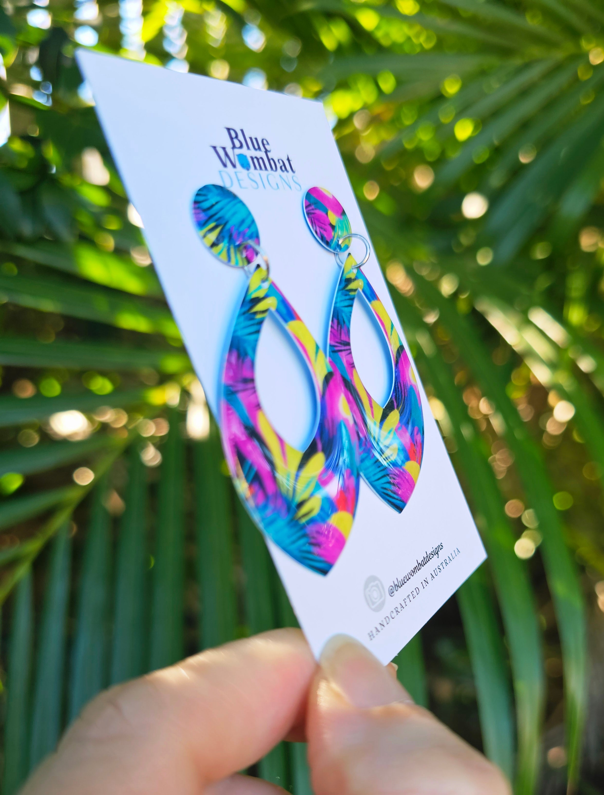 Floral Dangle Yupo Paper Resin Coated Earrings