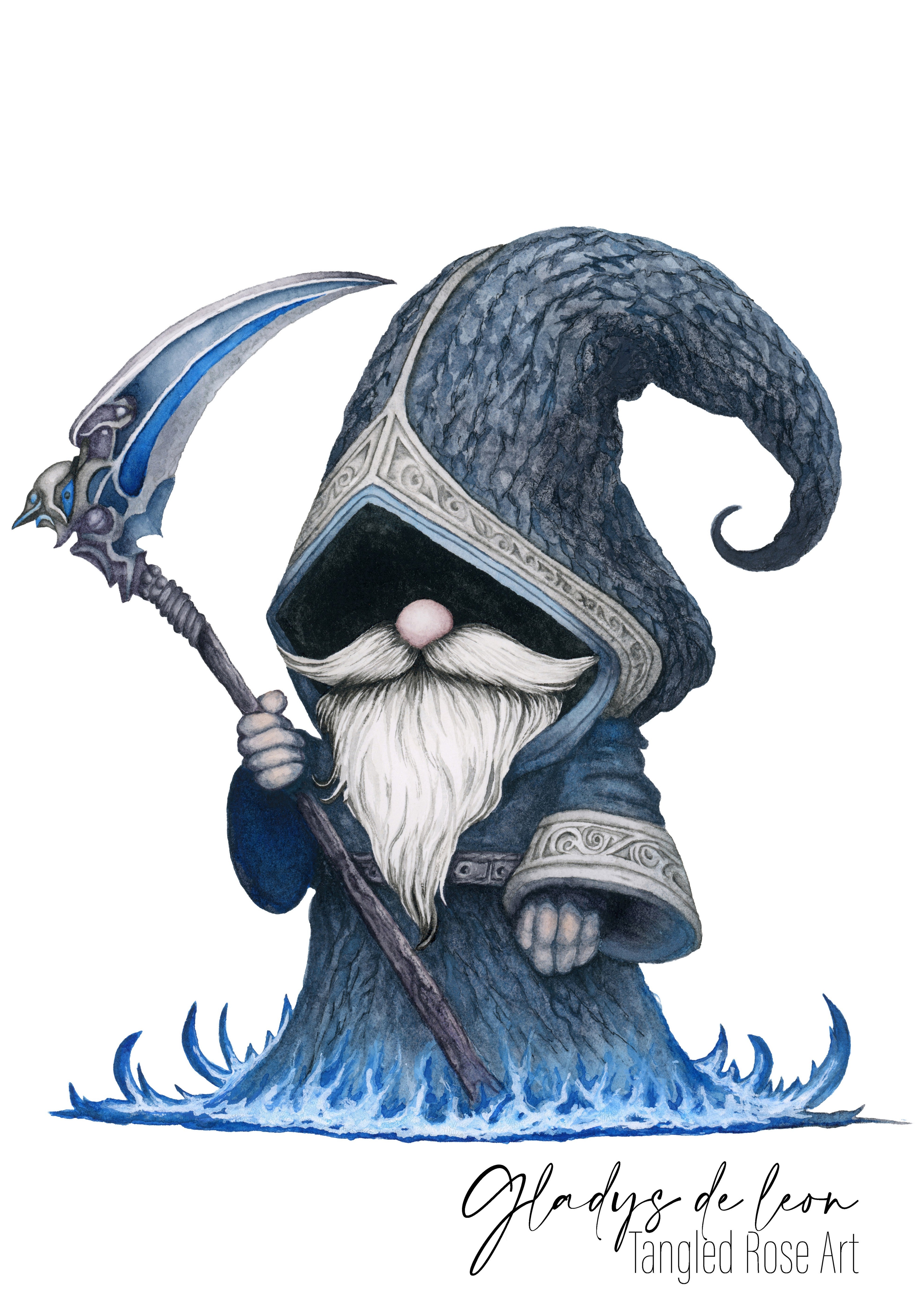 ICY HOT REAPER GNOME ARCHIVAL PRINTS AND CARD - TANGLED ROSE ART