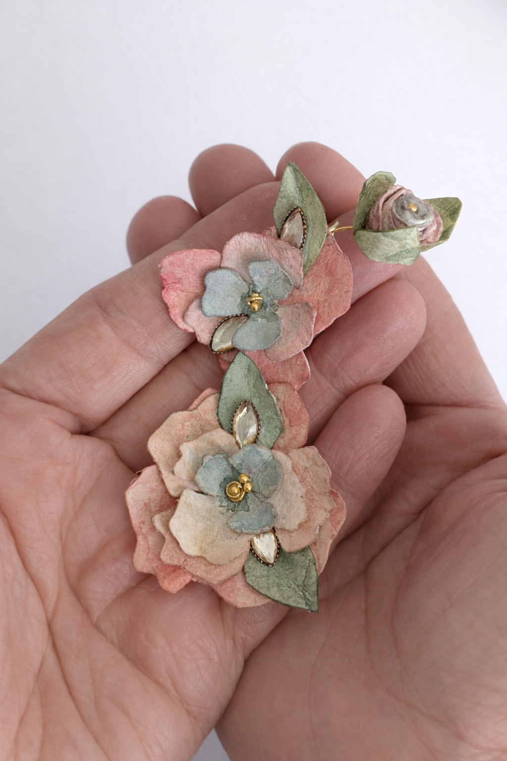 Made to Order Floral Ear Cuff – Bridal Statement Earrings Wearable Art