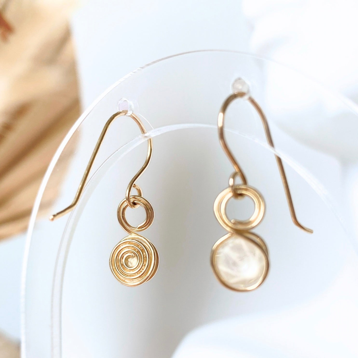 NEW Pearlescent crystal dangle earrings  | 14k gold-filled | June birthstone gift | Wedding jewellery