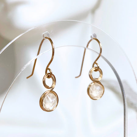 NEW Pearlescent crystal dangle earrings  | 14k gold-filled | June birthstone gift | Wedding jewellery