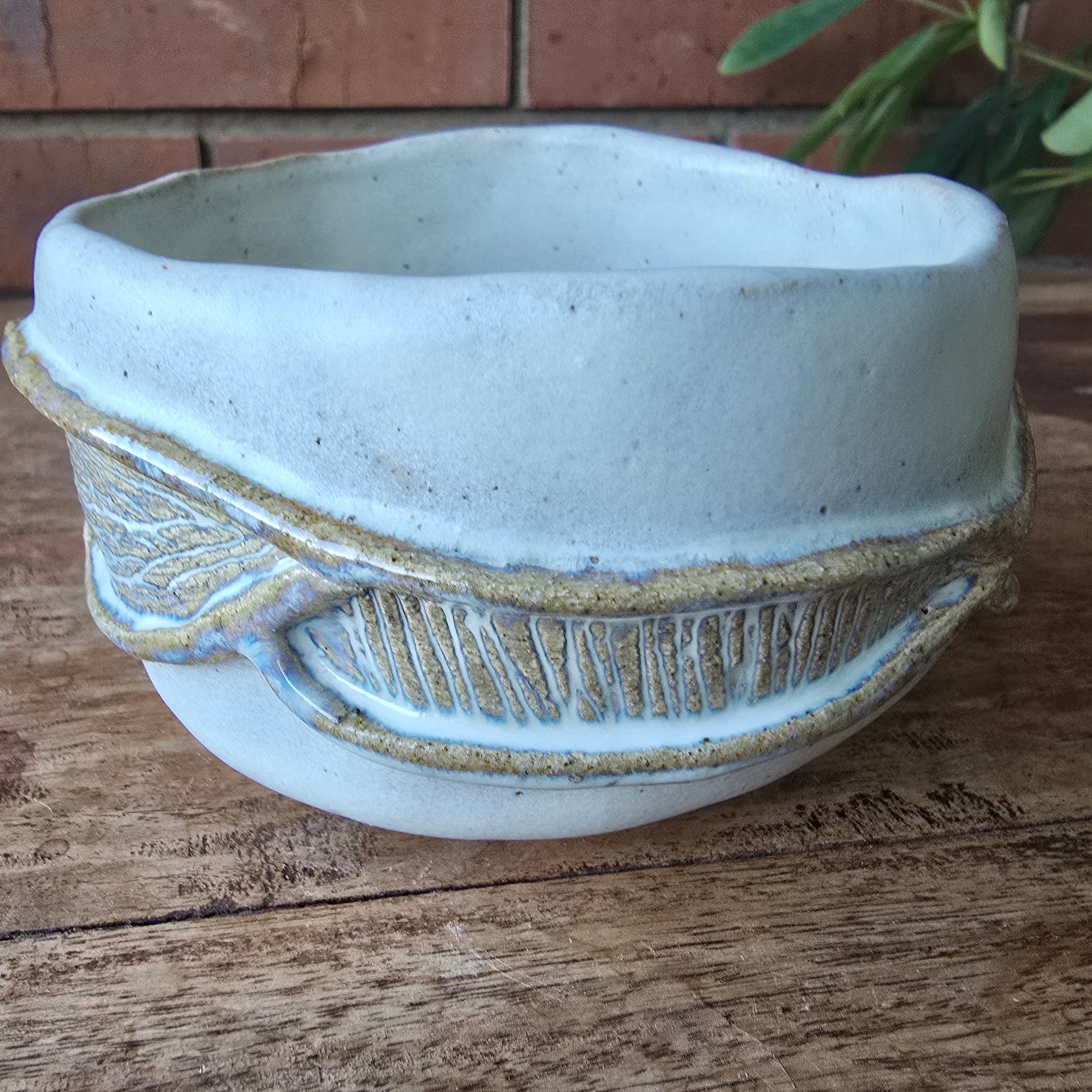 White carved bowl
