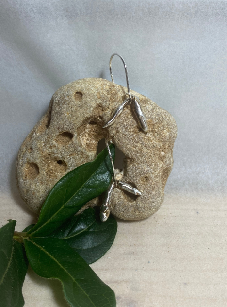 Tidal Earrings - Water Cast Sterling Silver
