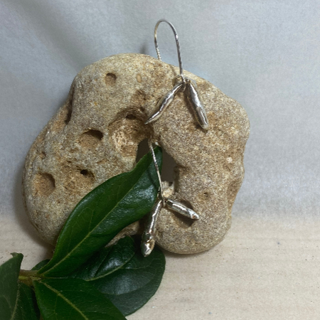 Tidal Earrings - Water Cast Sterling Silver