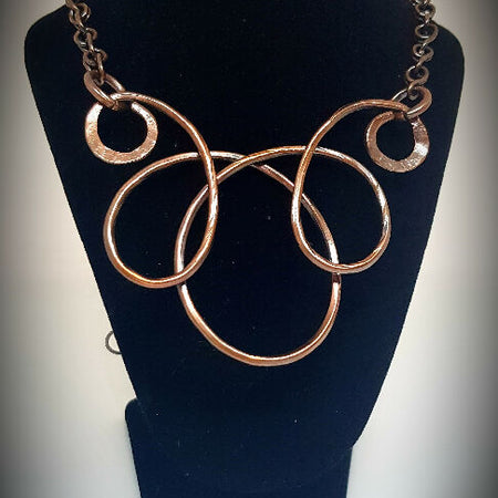 Coiled Copper necklace with hand crafted chain