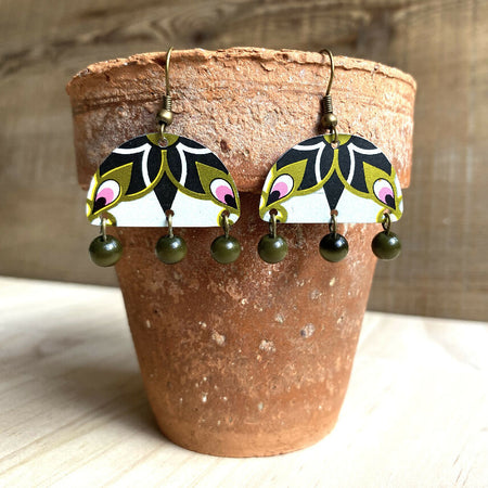 Boho Beauty recycled metal semi-circle earrings