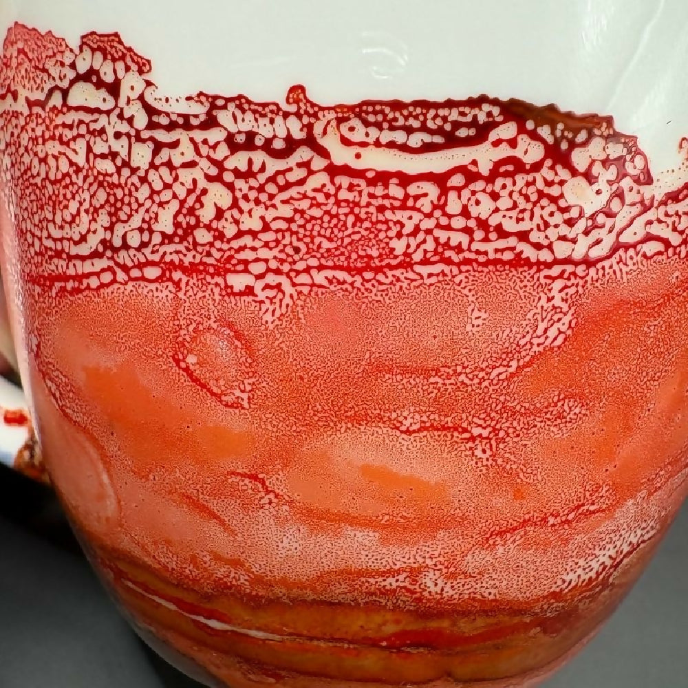 Close up of Hand painted mug by Leumesin Handmade