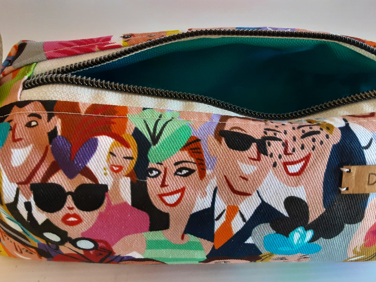 Handmade Zippered Pouch, Large Pencil Case for School or Work,  Waterproof Lined Makeup Bag