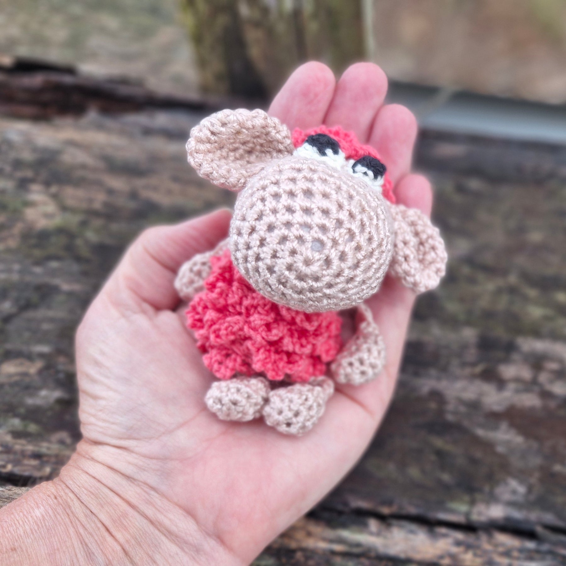 Adorable mini Hand-Crocheted Coral pink Sheep