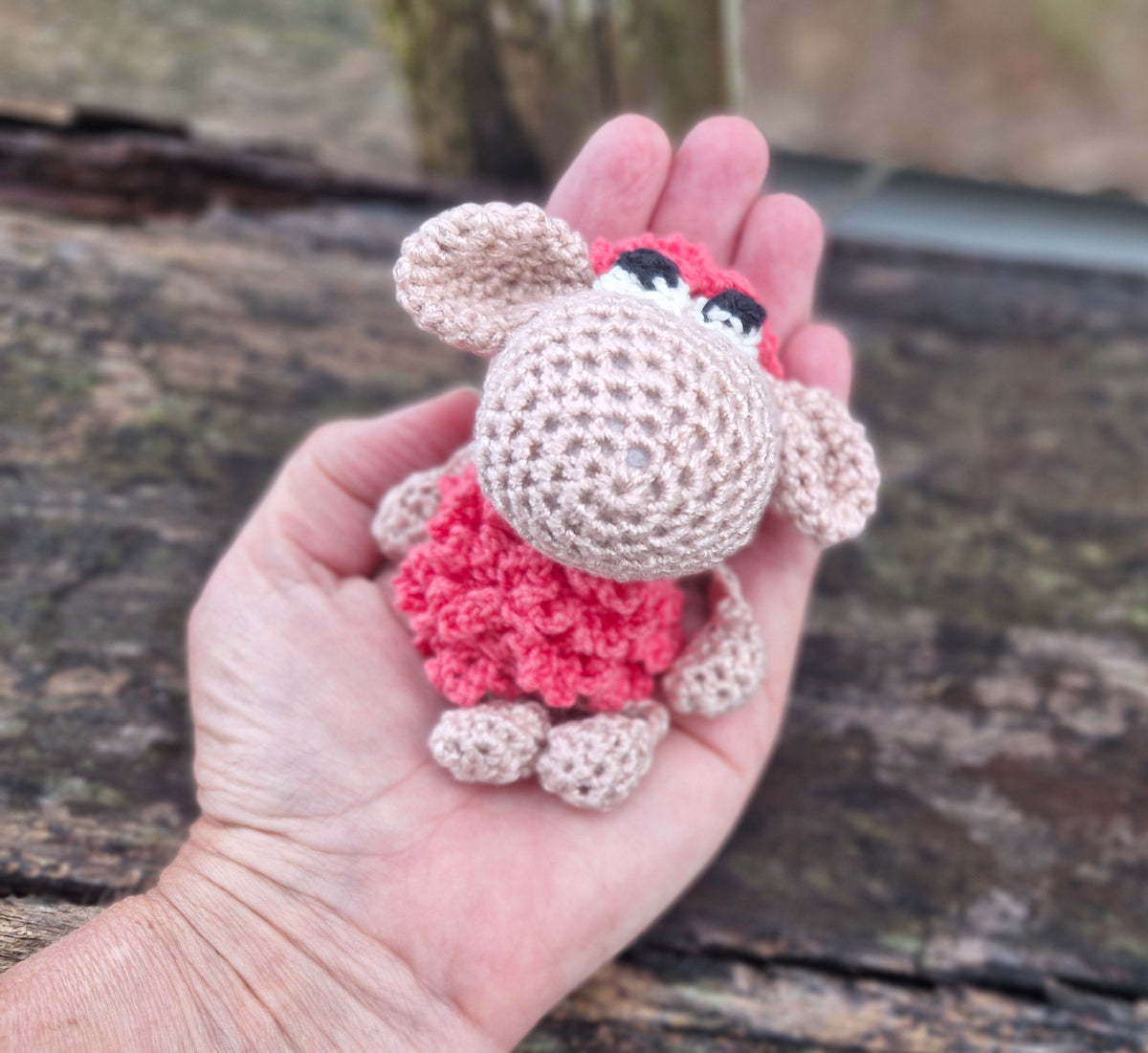 Adorable mini Hand-Crocheted Coral pink Sheep