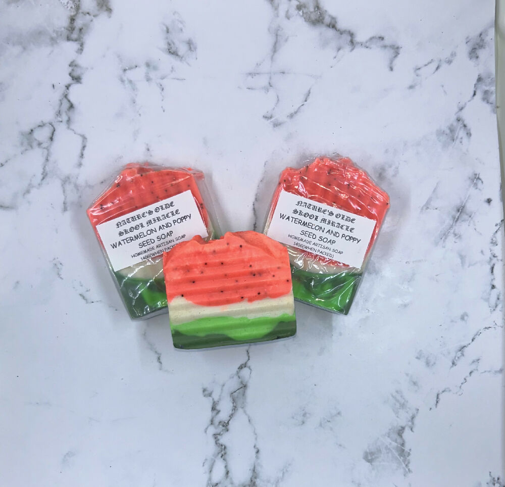 Watermelon and poppy seed soap