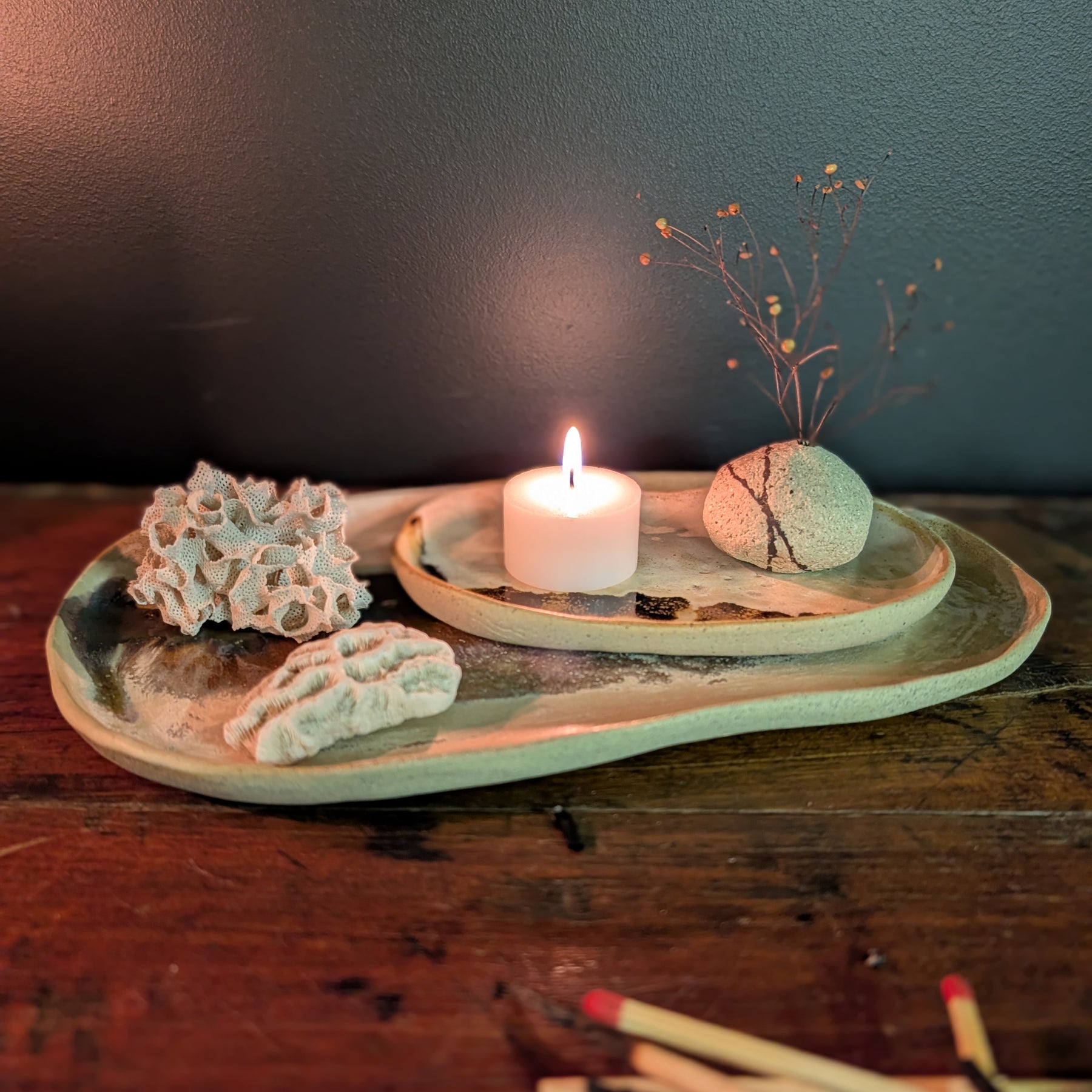 Handmade Ceramic Tray Set (3)| inspired by textures found in nature