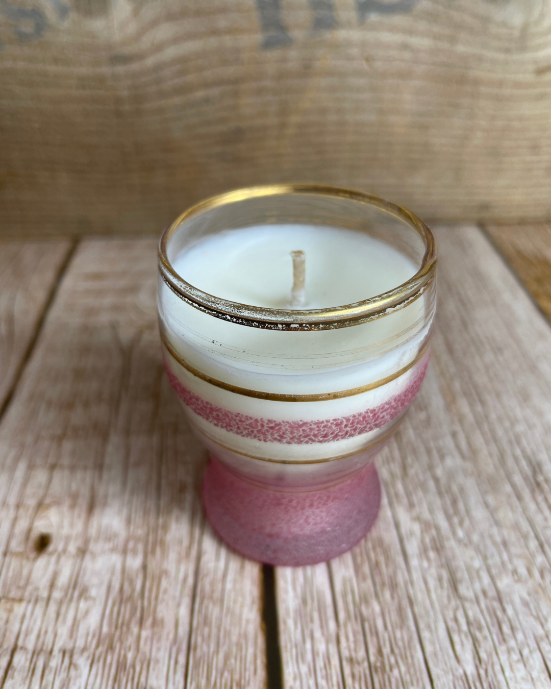 Rosemary + Mint I Natural Soy Candle in a Vintage Pink Sugar-frosted Glass