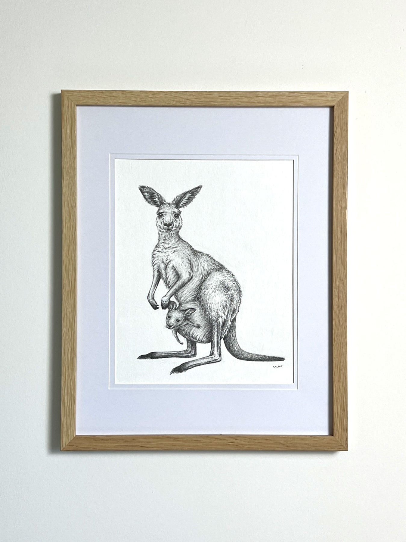 Kangaroo Mother and Joey | Hand Drawn Original Artwork